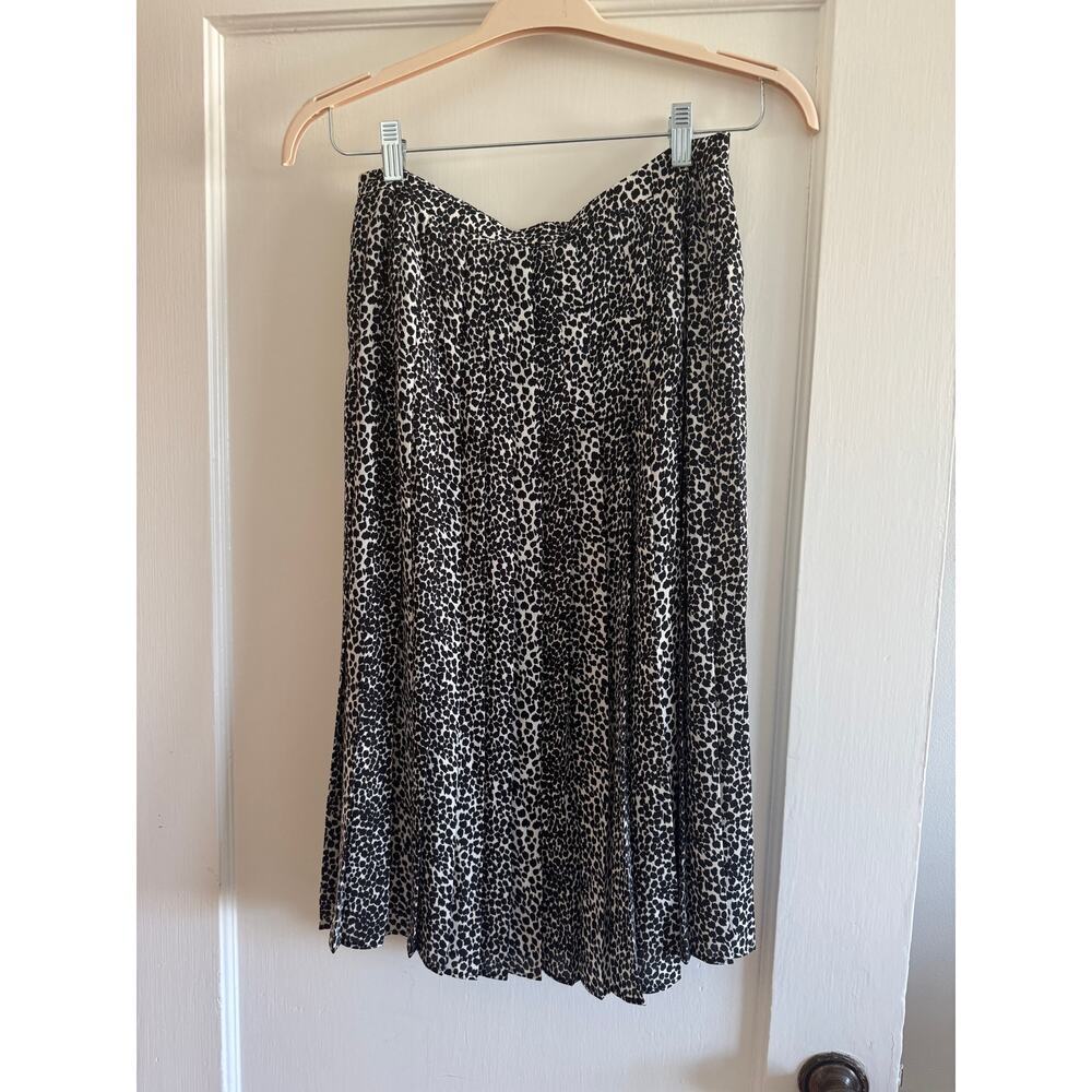 Brooks Brothers Pleated A-Line Midi Skirt Leopard/Cheetah Spot Print 6